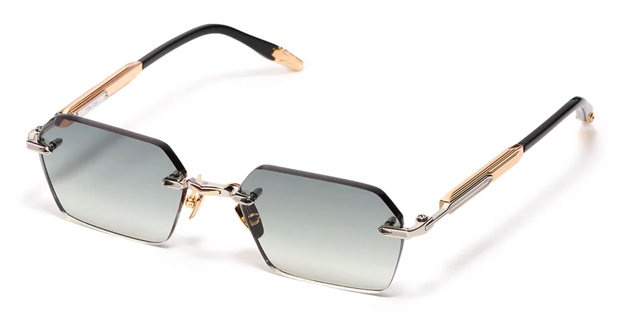 Ottica Mondello Roma - John Dalia - R03-C409 - R03 - C409 Platine Plated / Yellow Gold 18k - stainless steel - shape Rectangular - Gold - EYEWEAR - SUNGLASSES - Unisex,Uomo,Donna,Women,Men - lens Gradient green - Made In France