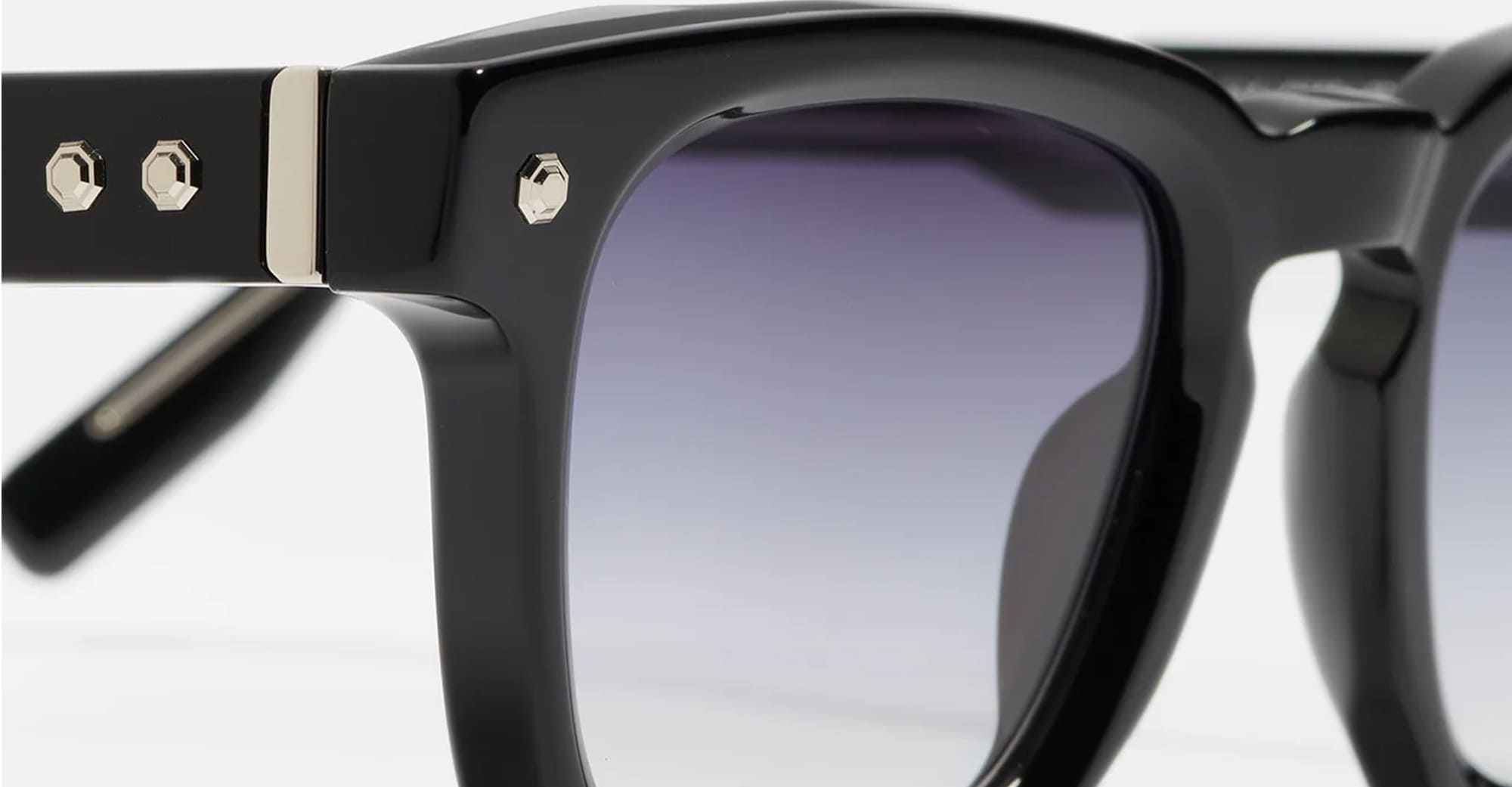 Ottica Mondello Roma - John Dalia - P16-C109-52 - PROJECT 16 (52) -  C190 Shiny Black / Silver Plate - Acetate - shape Squared - black, silver - EYEWEAR - SUNGLASSES - Unisex,Uomo,Donna,Women,Men - lens Gradient blue - Made In France