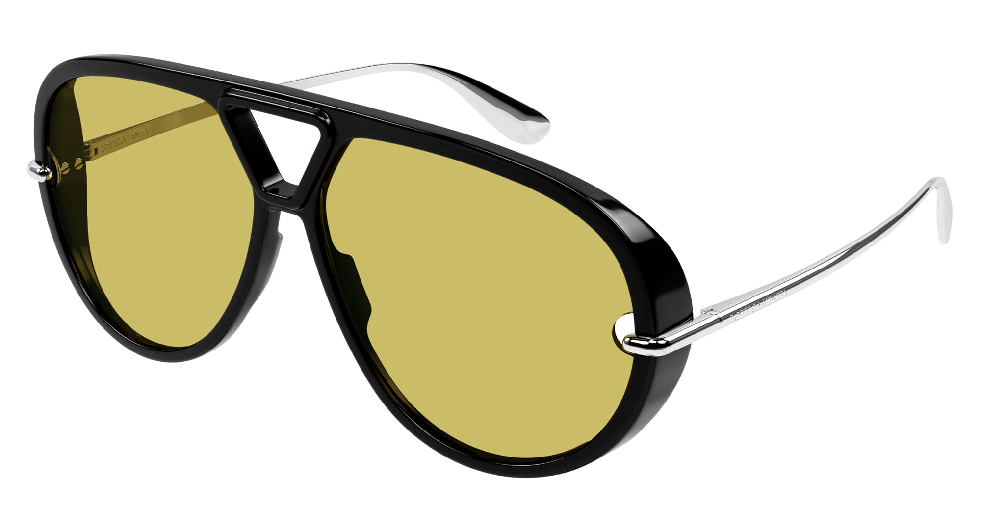 Ottica Mondello Roma - Bottega Veneta - BV1274S-002 - BV1274S-002 - BLACK / SILVER - Acetate, metal - shape Pilot - black, silver - EYEWEAR - SUNGLASSES - Donna,Women - lens Green - Made In Japan