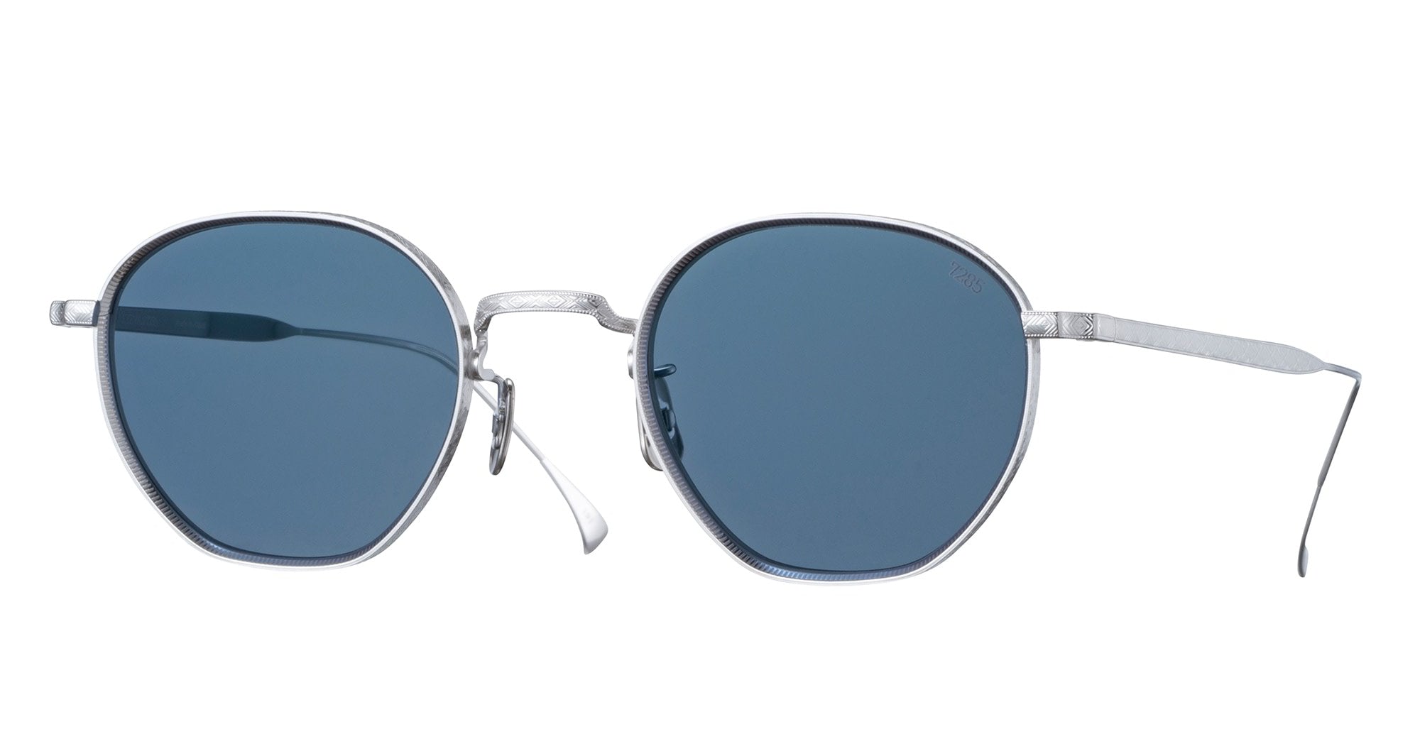 Ottica Mondello Roma - Eyevan - 163-48-800-GM-DK.BLU - 163 - 800 SILVER  / BLUE LENS - Titanium - shape  - Silver - EYEWEAR - SUNGLASSES - Unisex,Uomo,Donna,Women,Men - lens  - Made In Japan