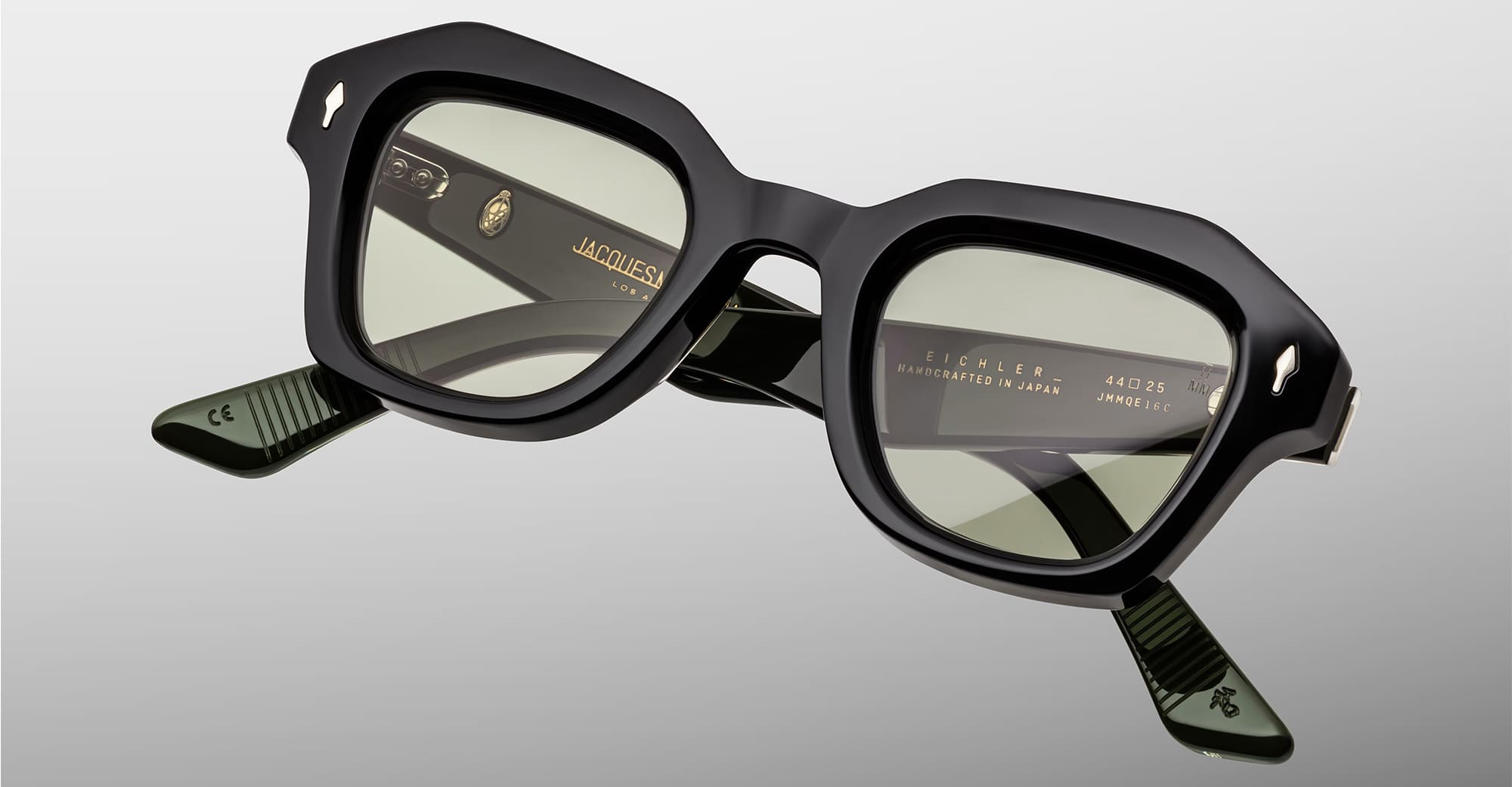 Ottica Mondello Roma - Jacques Marie Mage - JMMQE-16C - EICHLER - COBRA - Acetate - shape Squared - Black - EYEWEAR - SUNGLASSES - Unisex,Uomo,Donna,Women,Men - lens Green - Made In Japan