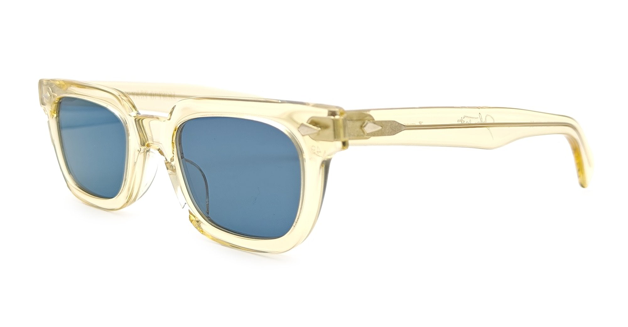  DARK BLUE LENS - Acetate - shape Rectnagular - Champagne - EYEWEAR - SUNGLASSES - Unisex,Uomo,Donna,Women,Men - lens Blue - Made In Japan