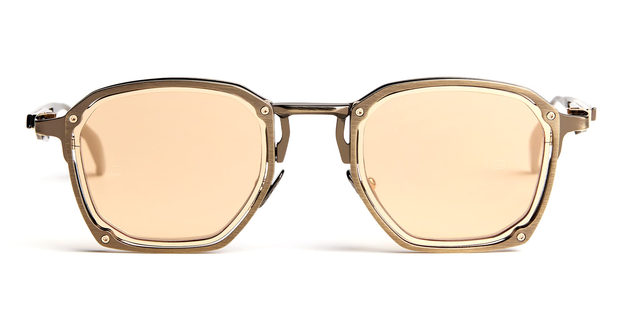 Ottica Mondello Roma - Movitra - TRINITAS 01-C3 - TRINITAS 01 - C3 Antique Gunmetal / Gold Lens - Titanium - shape Squared - grey - EYEWEAR - SUNGLASSES - Uomo,Men - lens Gold - Made In Italy
