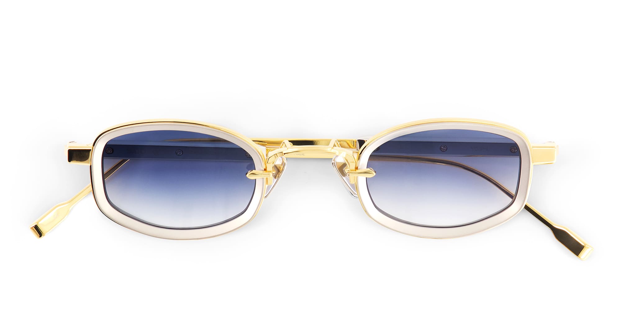 Ottica Mondello Roma - Sato - Aquila-YG-P-1 - AQUILA - YELLOW GOLD / PLATINUM - Acetate, titanium - shape Oval - gold, silver - EYEWEAR - SUNGLASSES - Unisex,Uomo,Donna,Women,Men - lens Gradient blue - Made In Japan