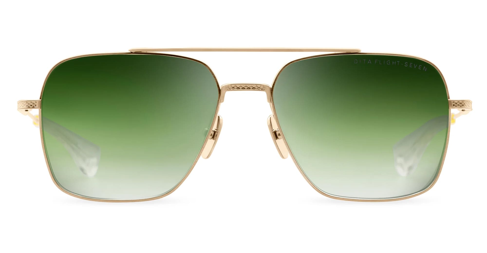 Ottica Mondello Roma - DITA - DTS111-57-07 - FLIGHT-SEVEN - BRUSHED WHITE GOLD - titanium, acetate - shape Navigator - white gold - EYEWEAR - SUNGLASSES - Unisex,Uomo,Donna,Women,Men - lens Gradient green - Made In Japan