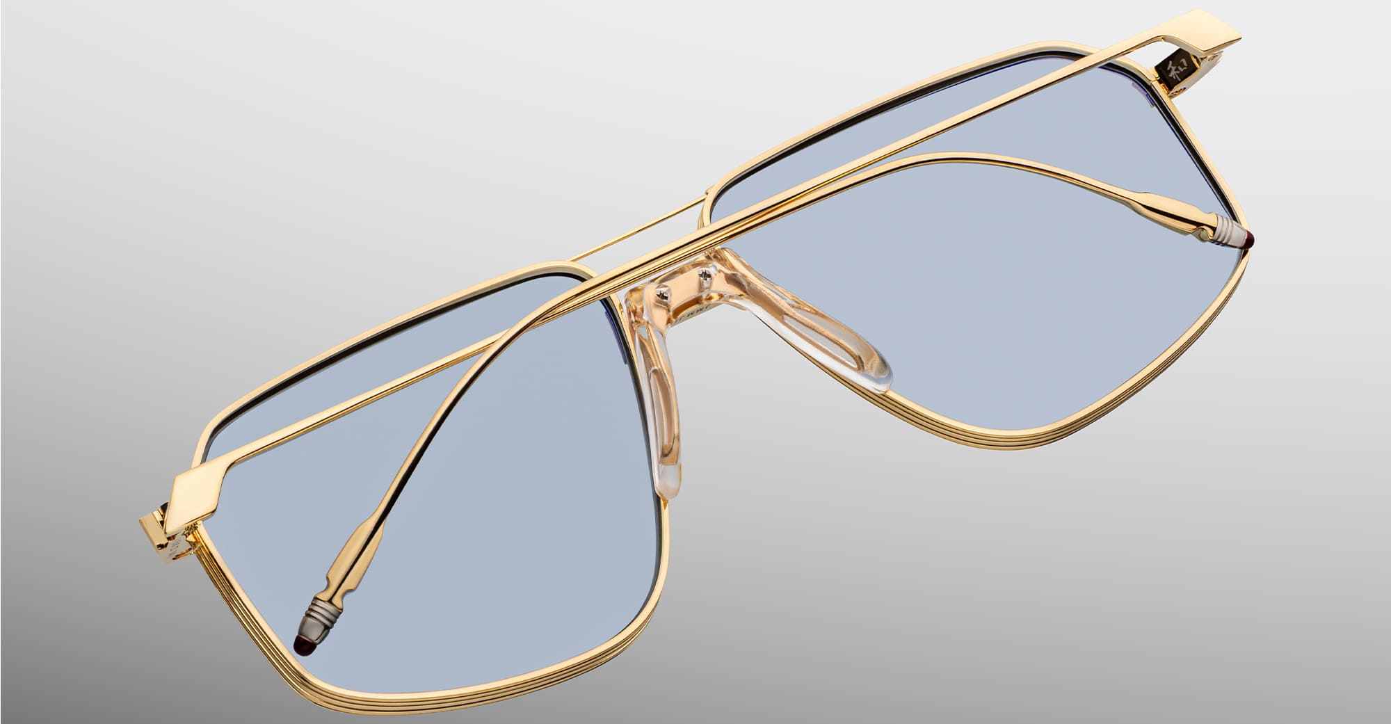 Ottica Mondello Roma - Jacques Marie Mage - JMMJG-19H - JAGGER - CIEL - Titanium - shape Aviator - Gold - EYEWEAR - SUNGLASSES - Unisex,Uomo,Donna,Women,Men - lens Blue - Made In Japan