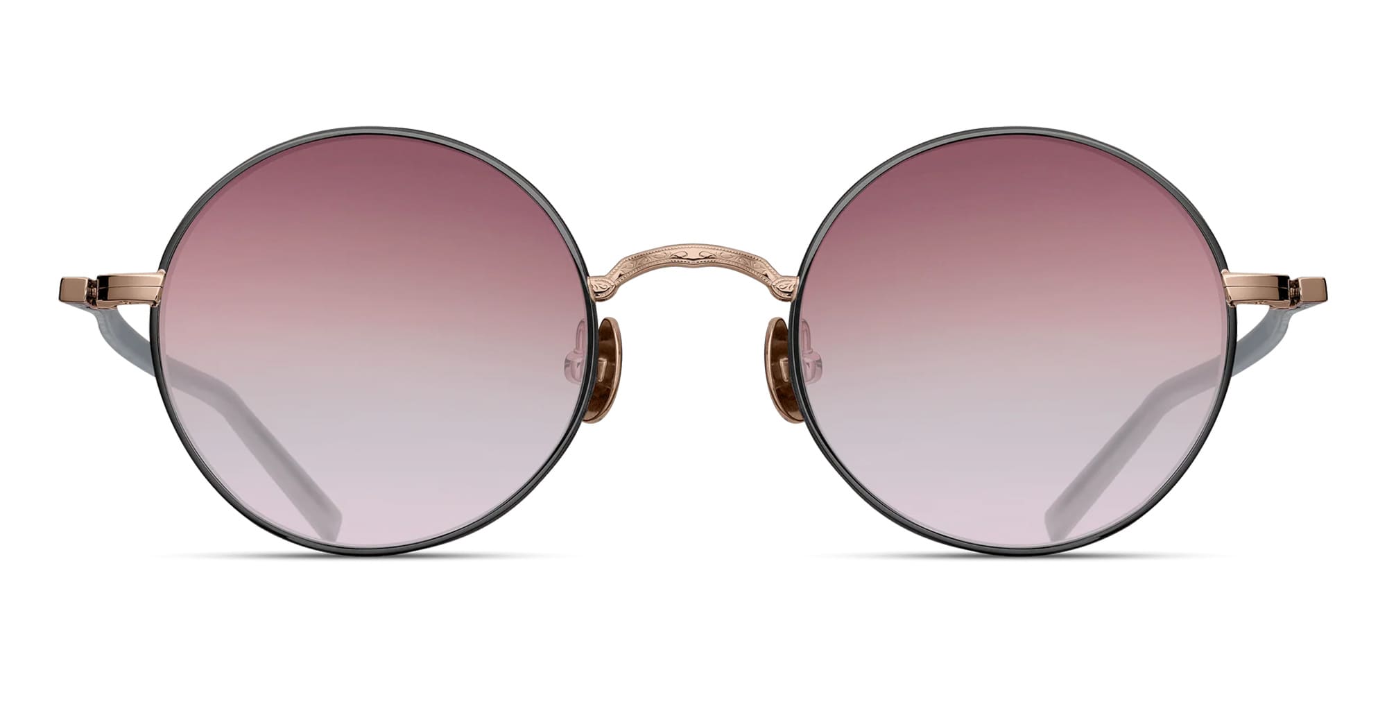  MATTE BLACK - Titanium - shape Round - rose gold, black - EYEWEAR - SUNGLASSES - Unisex,Uomo,Donna,Women,Men - lens Gradient pink - Made In Japan