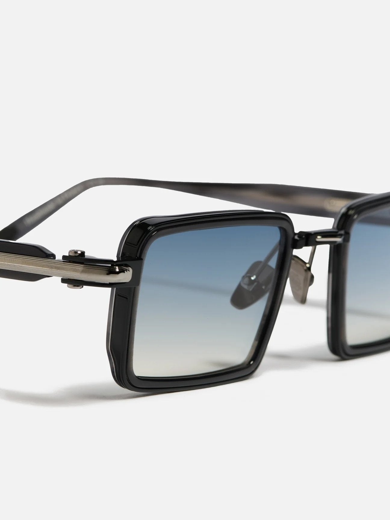 Ottica Mondello Roma - John Dalia - JUNO-C426 - JUNO - C426 - Black Horn / Shiny Black / Ruthenium - Metal - shape Rectangular - Black - EYEWEAR - SUNGLASSES - Unisex,Uomo,Donna,Women,Men - lens Gradient blue - Made In France