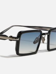 Ottica Mondello Roma - John Dalia - JUNO-C426 - JUNO - C426 - Black Horn / Shiny Black / Ruthenium - Metal - shape Rectangular - Black - EYEWEAR - SUNGLASSES - Unisex,Uomo,Donna,Women,Men - lens Gradient blue - Made In France