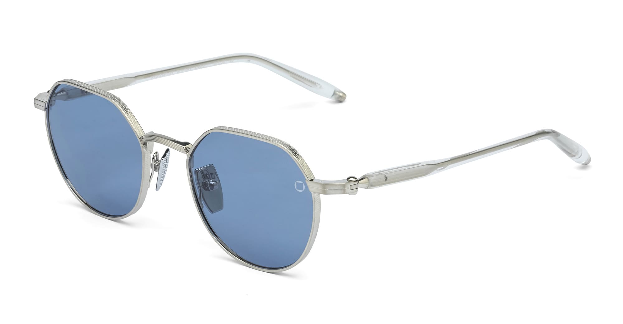  CRYSTAL CLEAR - Acetate, titanium - shape Pantos - Silver - EYEWEAR - SUNGLASSES - Uomo,Men - lens Blue - Made In Japan