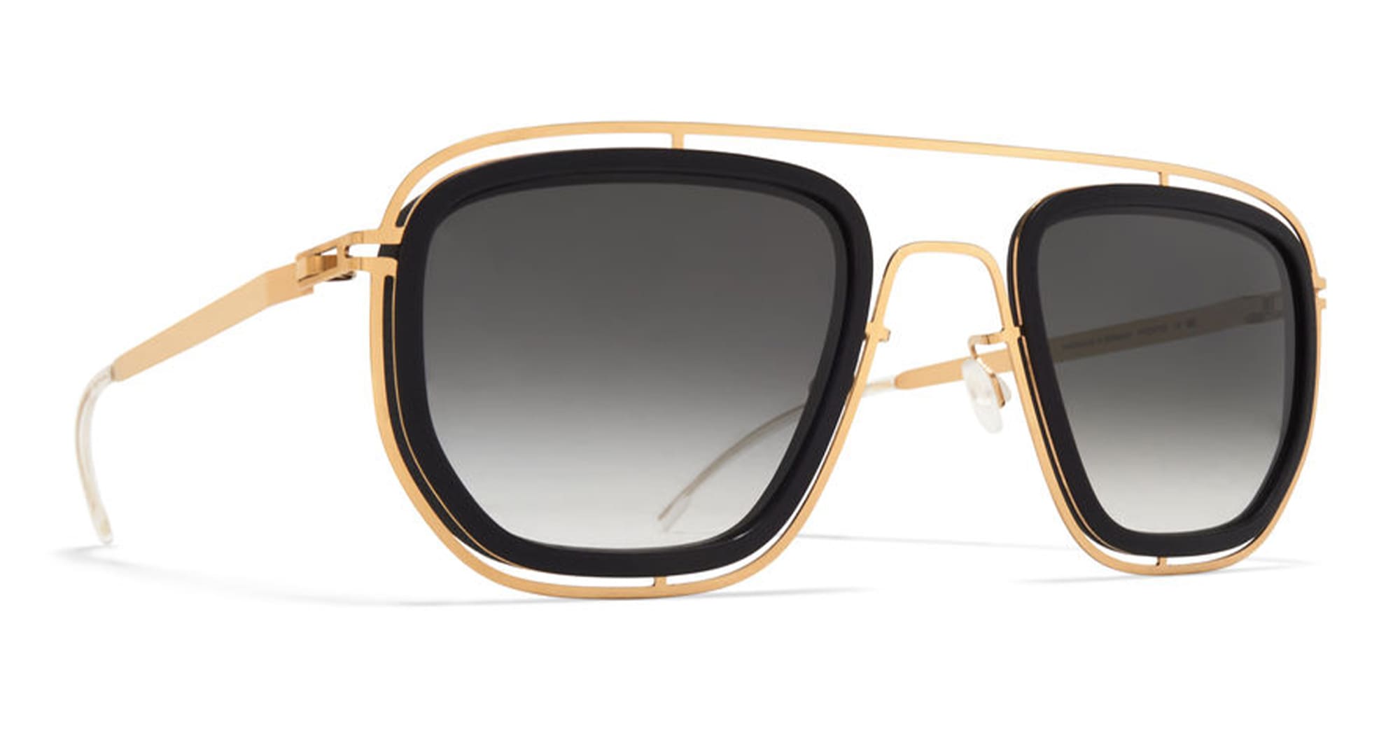  GLOSSY GOLD - stainless steel - shape Squared - Gold - EYEWEAR - SUNGLASSES - Uomo,Men - lens Gradient black - Made In Germany