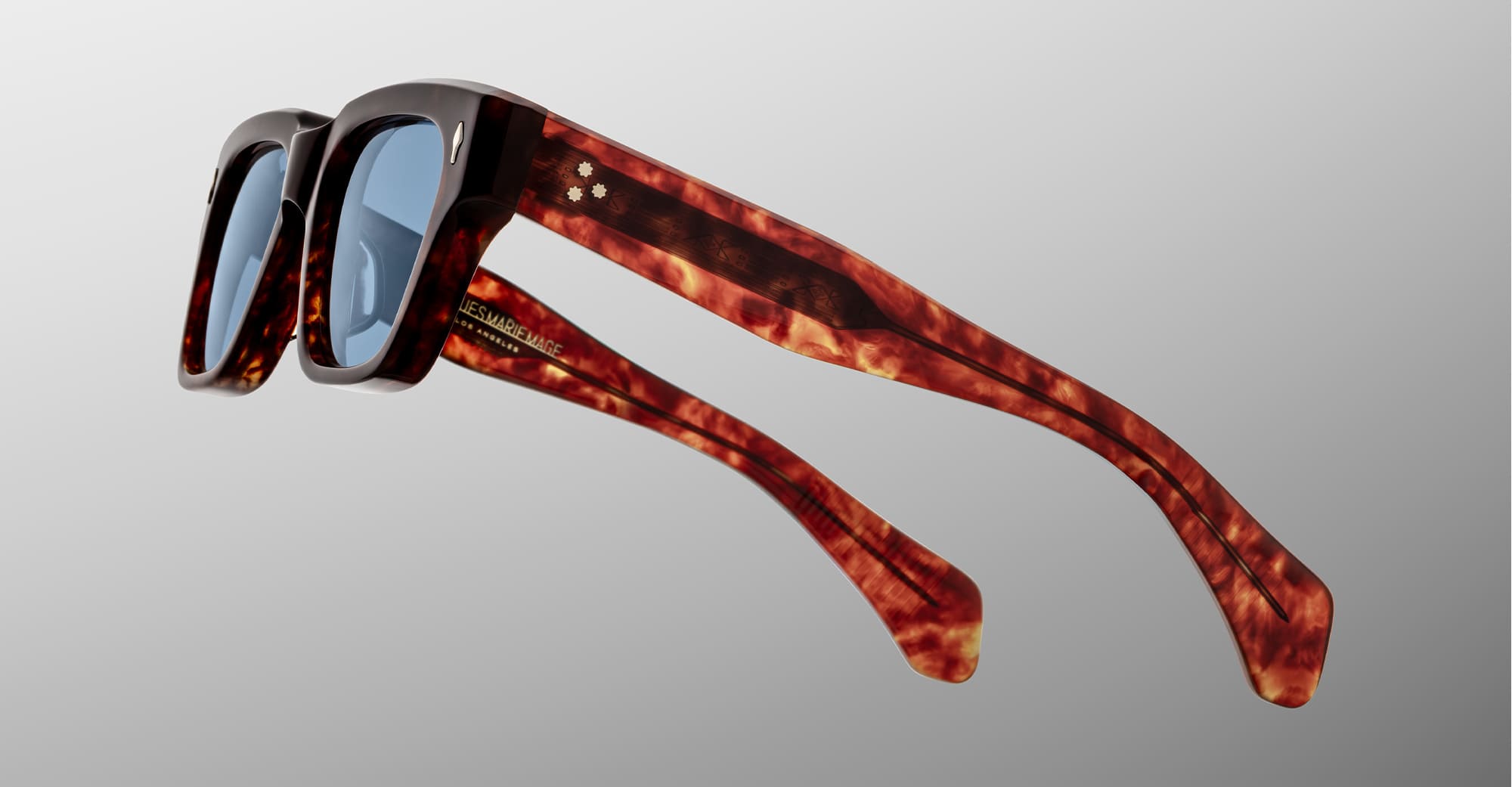 Ottica Mondello Roma - Jacques Marie Mage - JMMFE-7U - FELLINI - BRECCIA - Acetate - shape Squared - Havana - EYEWEAR - SUNGLASSES - Unisex,Uomo,Donna,Women,Men - lens Gradient blue - Made In Japan
