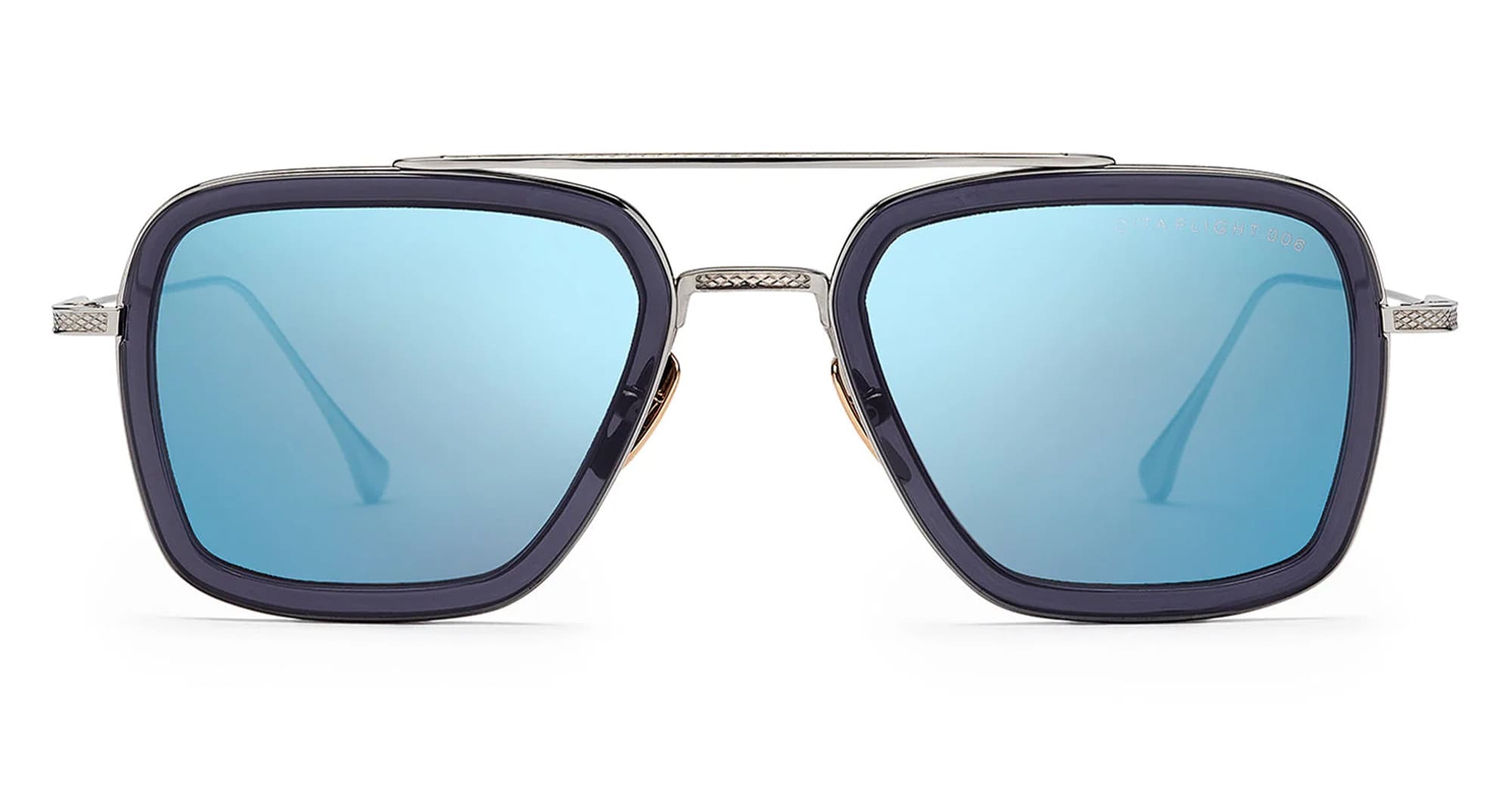  BLACK PALLADIUM - titanium, acetate - shape Pilot - grey, black - EYEWEAR - SUNGLASSES - Unisex,Uomo,Donna,Women,Men - lens Blue - Made In Japan