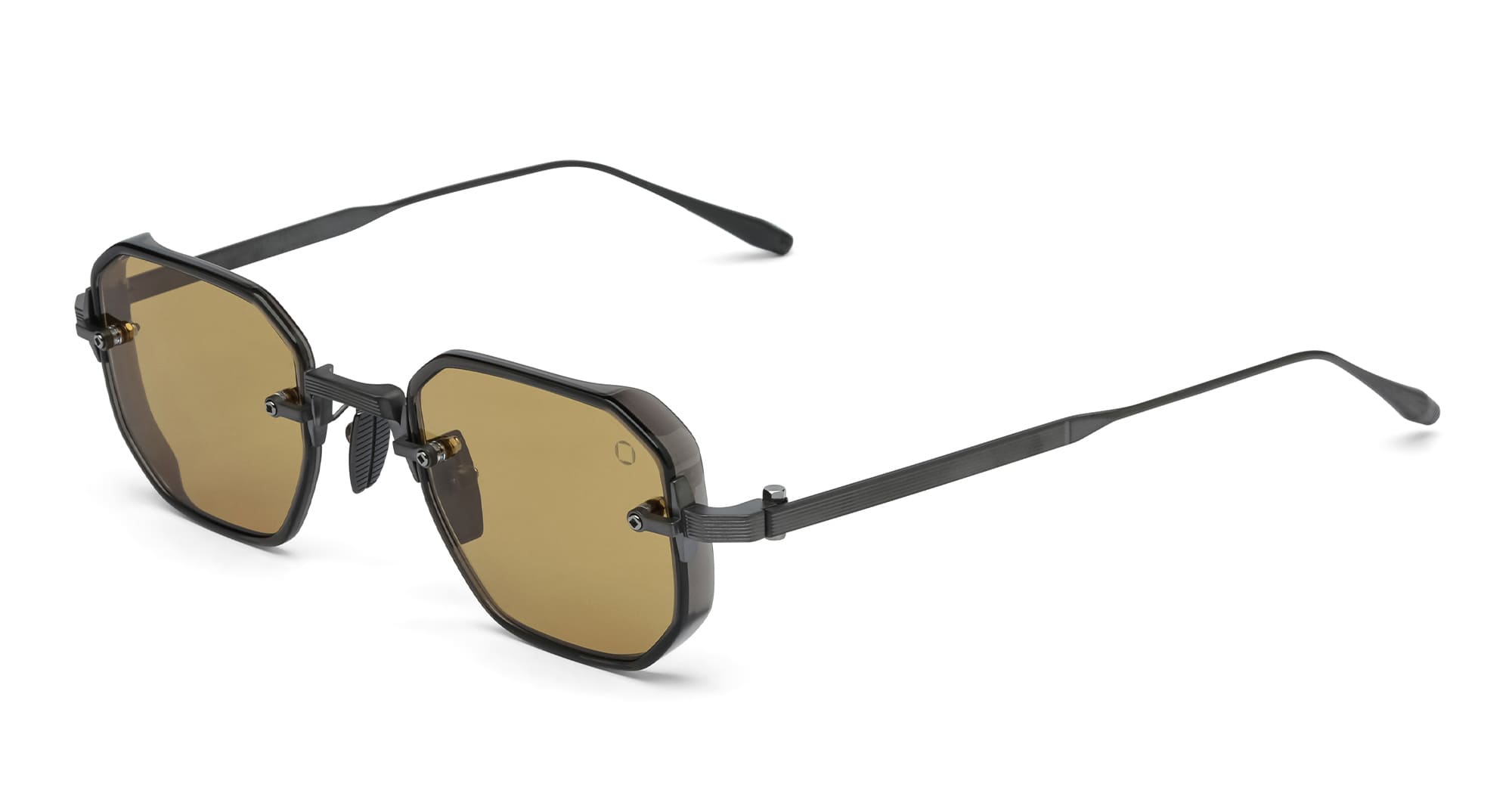  BLACK IRON - Acetate, titanium - shape Squared - black iron - EYEWEAR - SUNGLASSES - Uomo,Men - lens Brown - Made In Japan