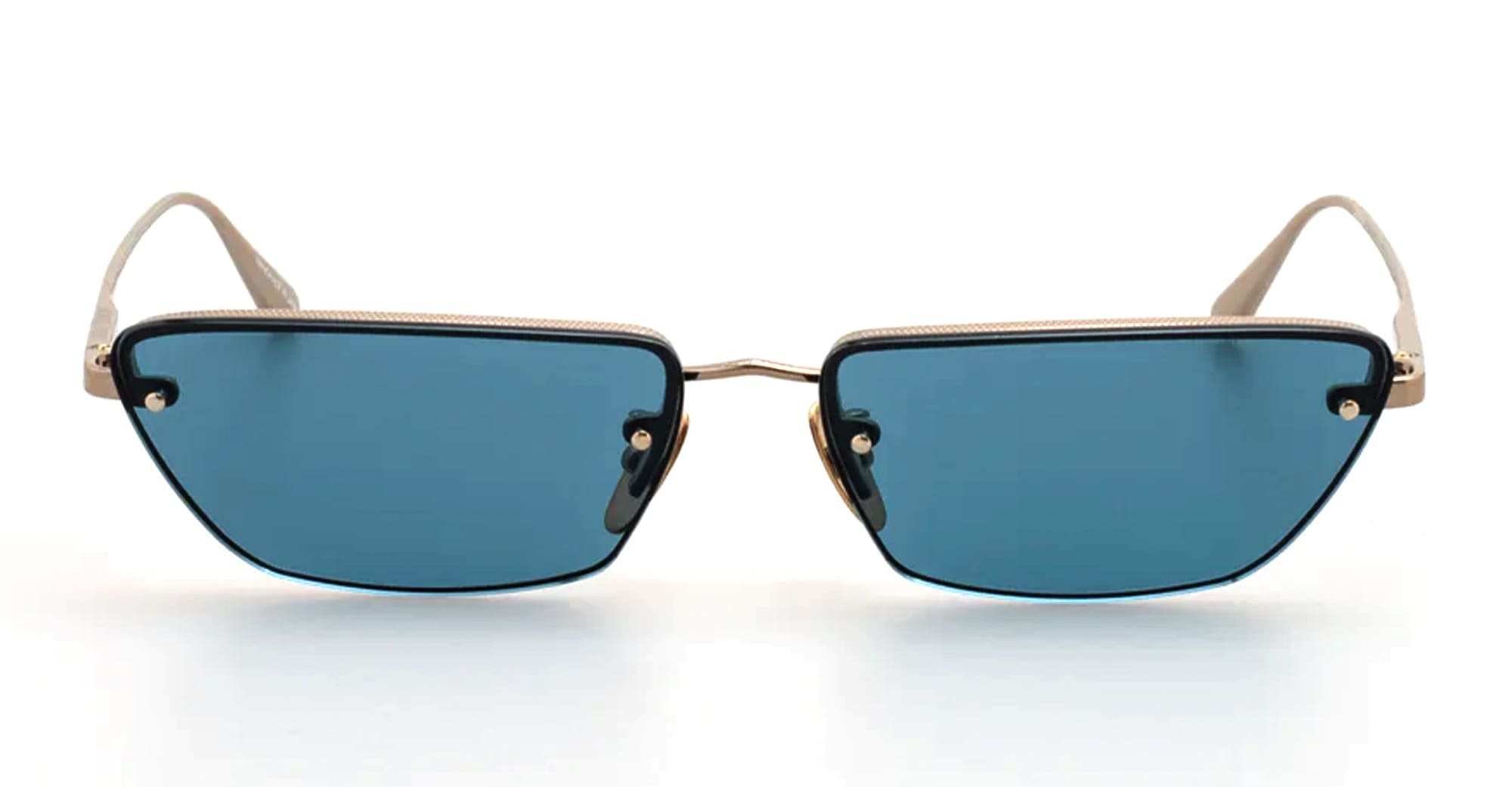 Ottica Mondello Roma - LINDA FARROW - LFL1513C2SUN - CLEO - LIGHT GOLD / AQUA - Titanium - shape Cat-eye - light gold - EYEWEAR - SUNGLASSES - Donna,Women - lens Blue - Made In Japan