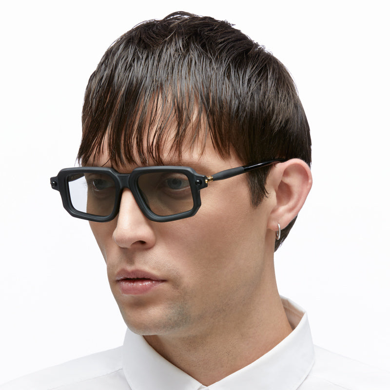 Ottica Mondello Roma - Kuboraum - KRSP23BM0000002F - MASK P23 - BLACK MATT - Acetate - shape Rectangular - Black - EYEWEAR - SUNGLASSES - Unisex,Uomo,Donna,Women,Men - lens light grey - Made In Italy