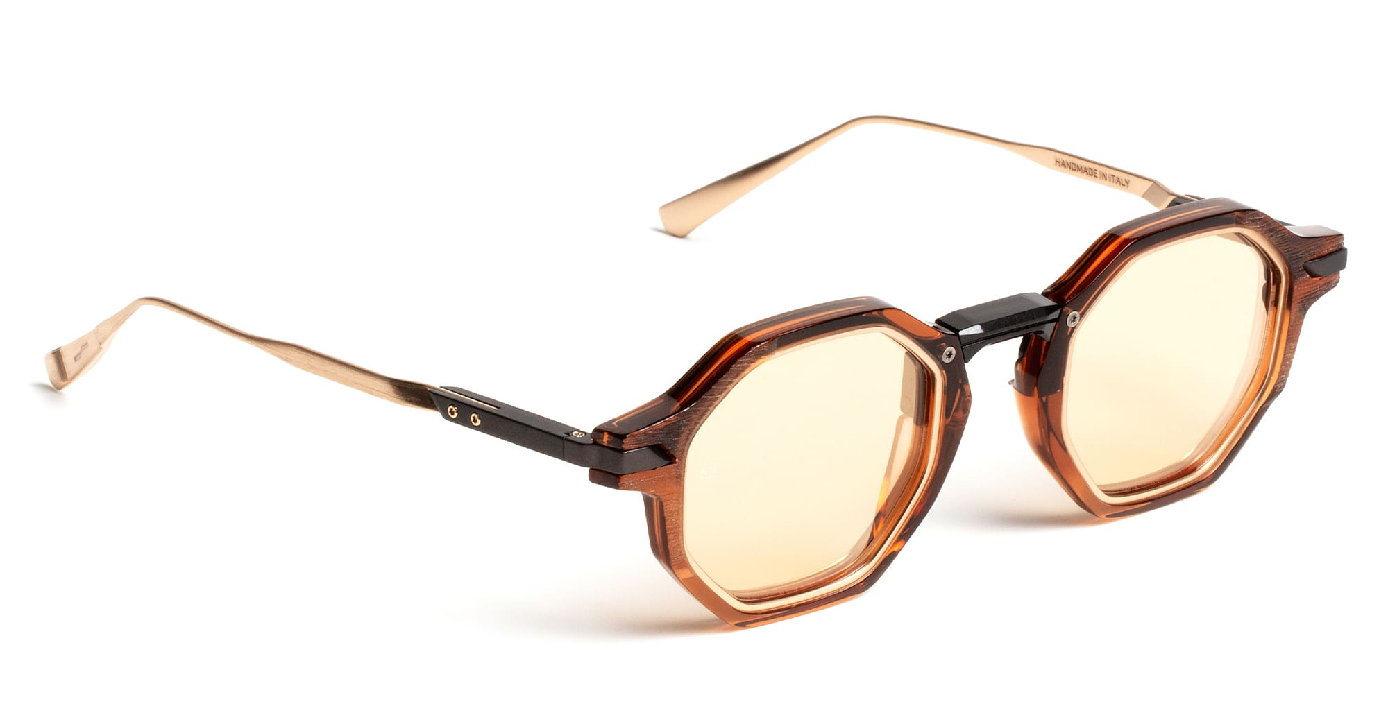  Light Gold Lens - Acetate, metal - shape Octagonal - brown - EYEWEAR - SUNGLASSES - Uomo,Men - lens Gold - Made In Italy