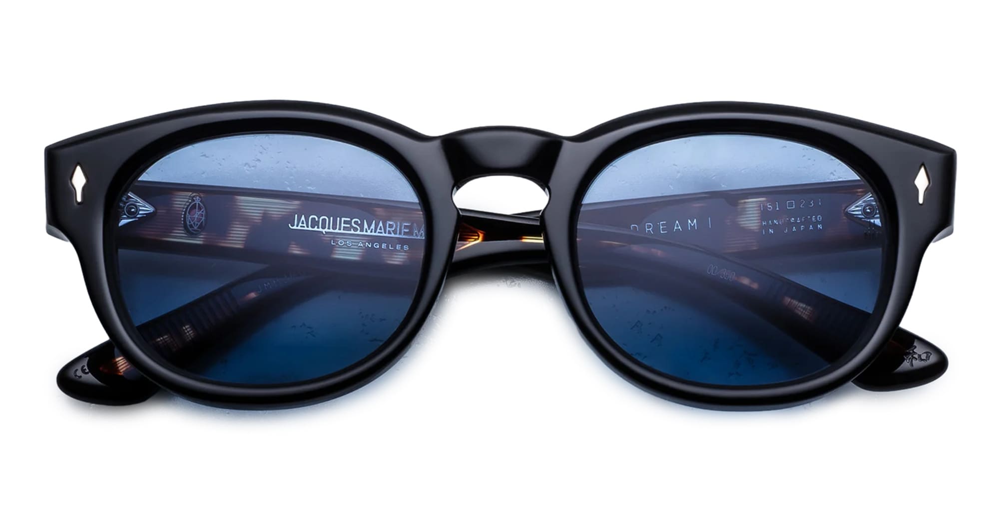 Ottica Mondello Roma - Jacques Marie Mage - JMMJH-01 - DR. DREAM - NOIR - Acetate - shape Panto - Black - EYEWEAR - SUNGLASSES - Unisex,Uomo,Donna,Women,Men - lens Blue - Made In Japan