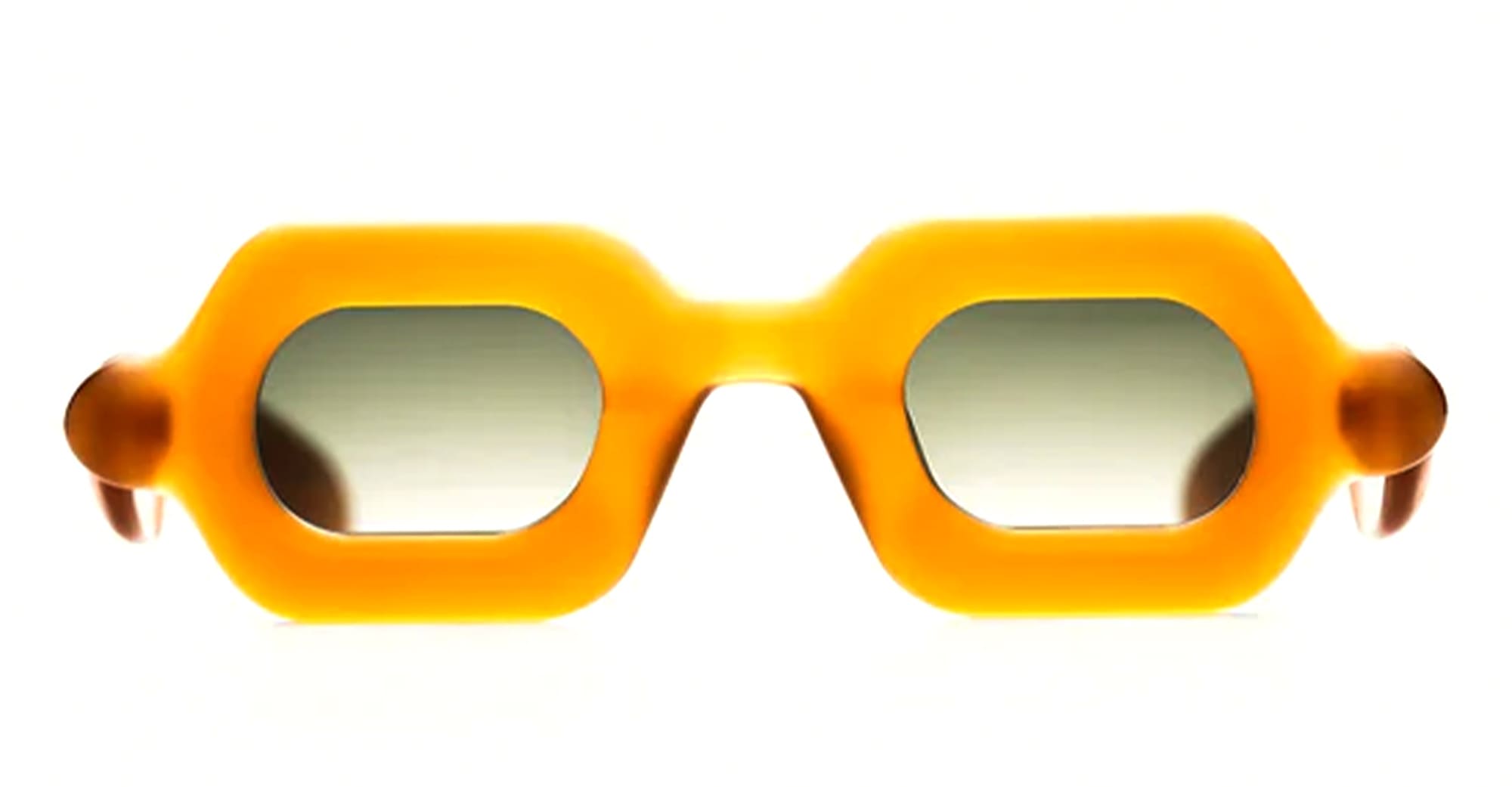 Ottica Mondello Roma - Paloceras - pebble-almond-split-sx - PEBBLE - ALMOND SPLIT SX - Acetate - shape Squared - orange - EYEWEAR - SUNGLASSES - Unisex,Uomo,Donna,Women,Men - lens Gradient green - Made In China