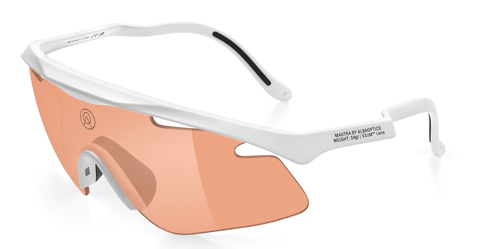 Ottica Mondello Roma - Alba Optics - 8050054518732 - MANTRA - WHITE / VZUM SALMON - Tr90 - shape Mask - White - EYEWEAR - SUNGLASSES - Unisex,Uomo,Donna,Women,Men - lens Pink - Made In Italy