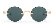 Ottica Mondello Roma - Akoni - AKS-519D-46 - JUPITER - SHINY 12K GOLD - Titanium - shape Round - black iron - EYEWEAR - SUNGLASSES - Unisex,Uomo,Donna,Women,Men - lens Green - Made In Japan