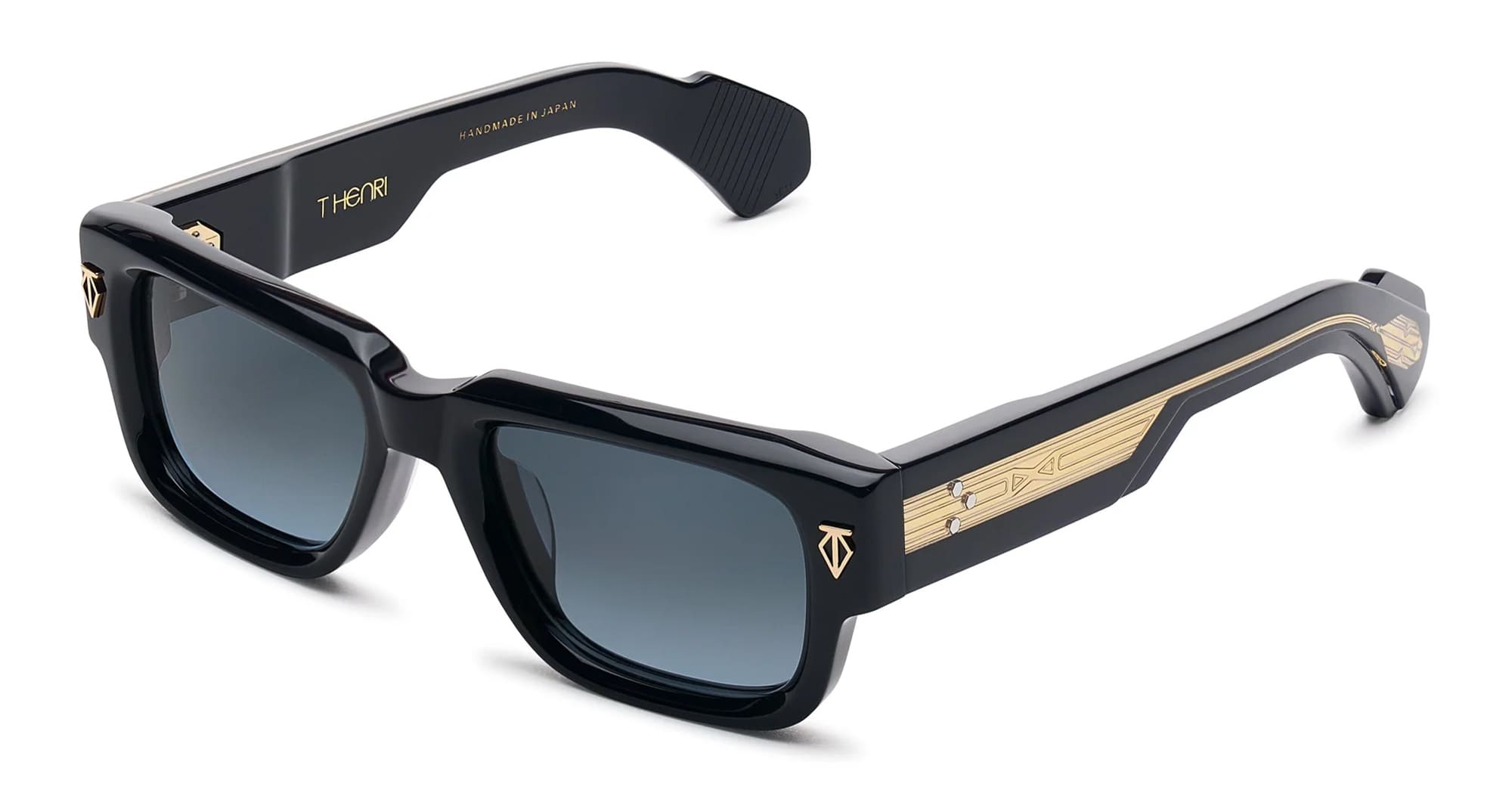 Ottica Mondello Roma - T HENRI - TAAB - TAYCAN - SHOWDOW II - Acetate - shape Squared - Black - EYEWEAR - SUNGLASSES - Unisex,Uomo,Donna,Women,Men - lens Gradient blue - Made In Japan