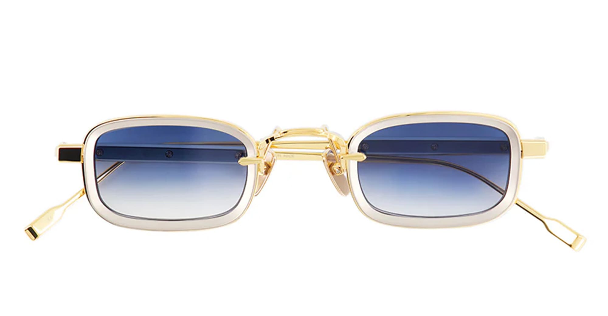 Ottica Mondello Roma - Sato - Canicula-YG-P-1 - CANICULA - YELLOW GOLD / PLATINUM - Acetate, titanium - shape Rectangular - gold, silver - EYEWEAR - SUNGLASSES - Unisex,Uomo,Donna,Women,Men - lens Gradient blue - Made In Japan