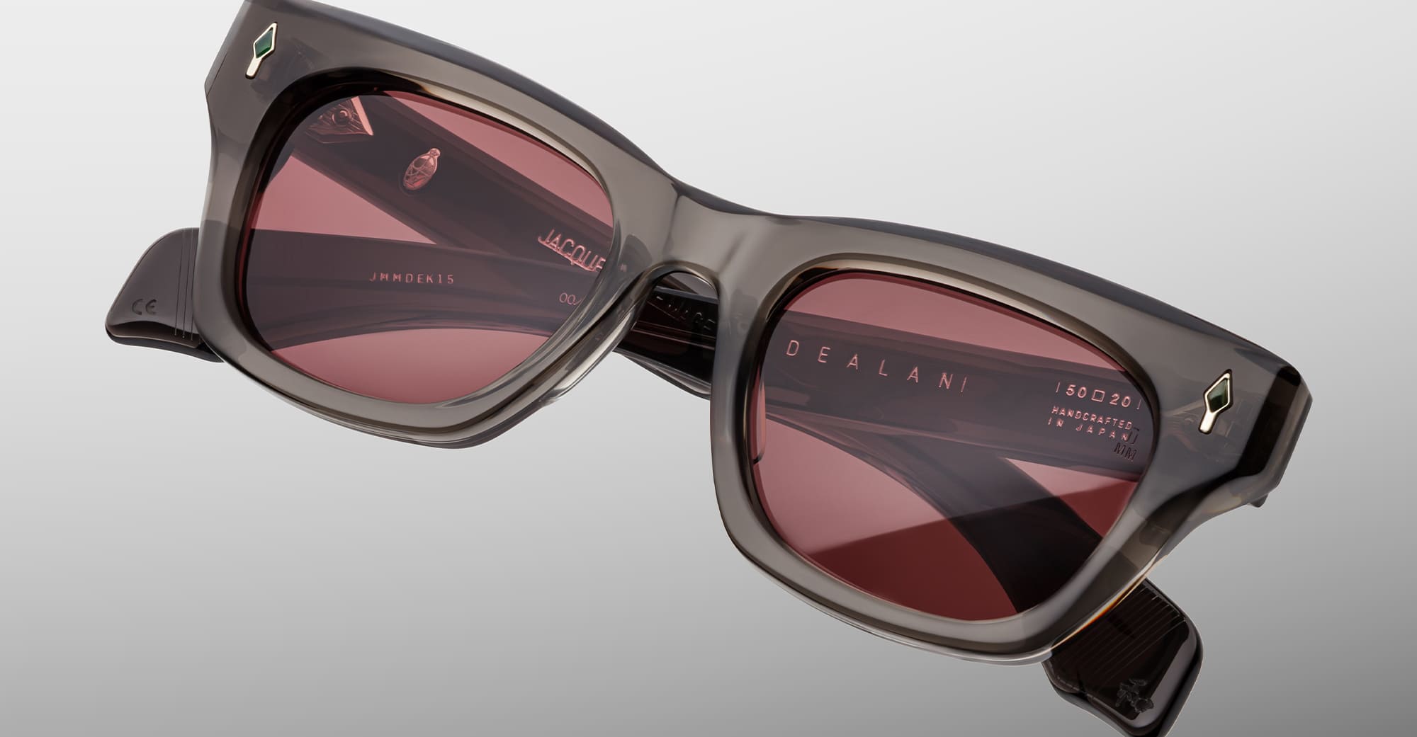 Ottica Mondello Roma - Jacques Marie Mage - JMMDE-4E - PATTI SMITH FOR JMM: DEALAN - MAUVAIS SANG - Acetate - shape Squared - grey - EYEWEAR - SUNGLASSES - Unisex,Uomo,Donna,Women,Men - lens red - Made In Japan