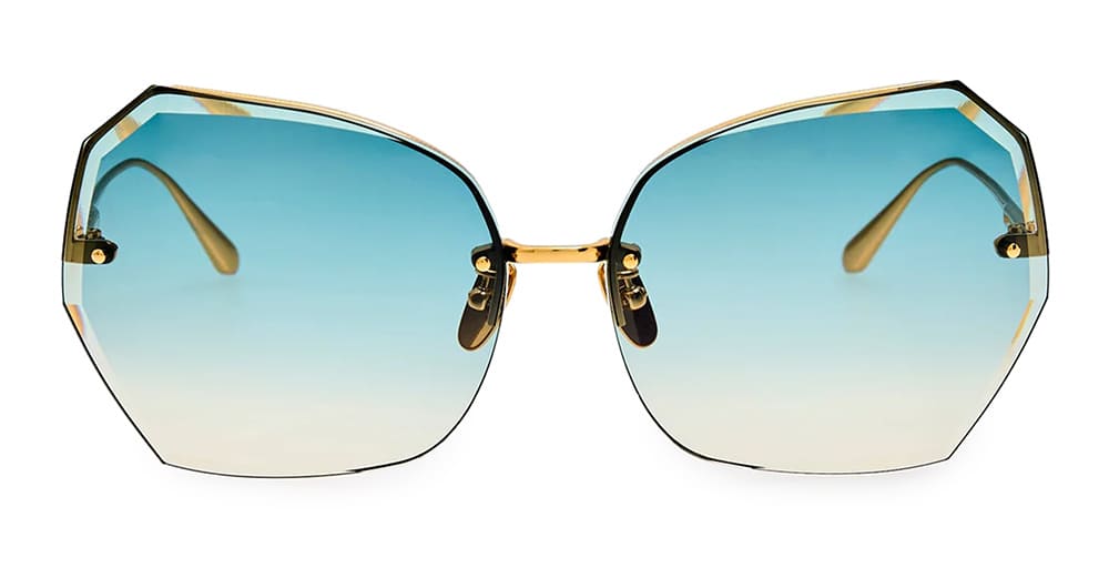  AQUA - Titanium - shape Butterfly - Gold - EYEWEAR - SUNGLASSES - Donna,Women - lens Gradient blue - Made In Japan