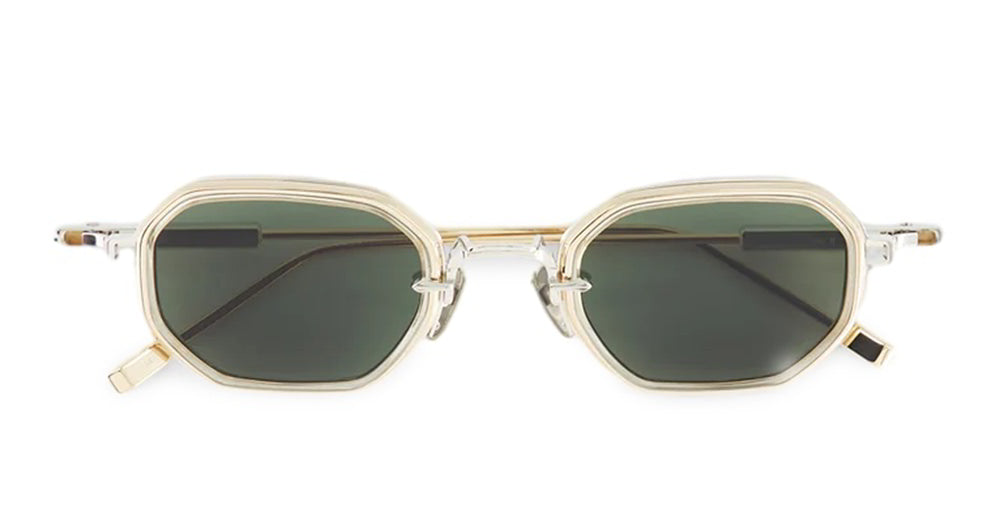 Ottica Mondello Roma - Sato - Timir-II-P-LG-1 - Timir II - Platinum / Lunar Gold - Titanium - shape Squared - silver, gold - EYEWEAR - SUNGLASSES - Unisex,Uomo,Donna,Women,Men - lens Green - Made In Japan