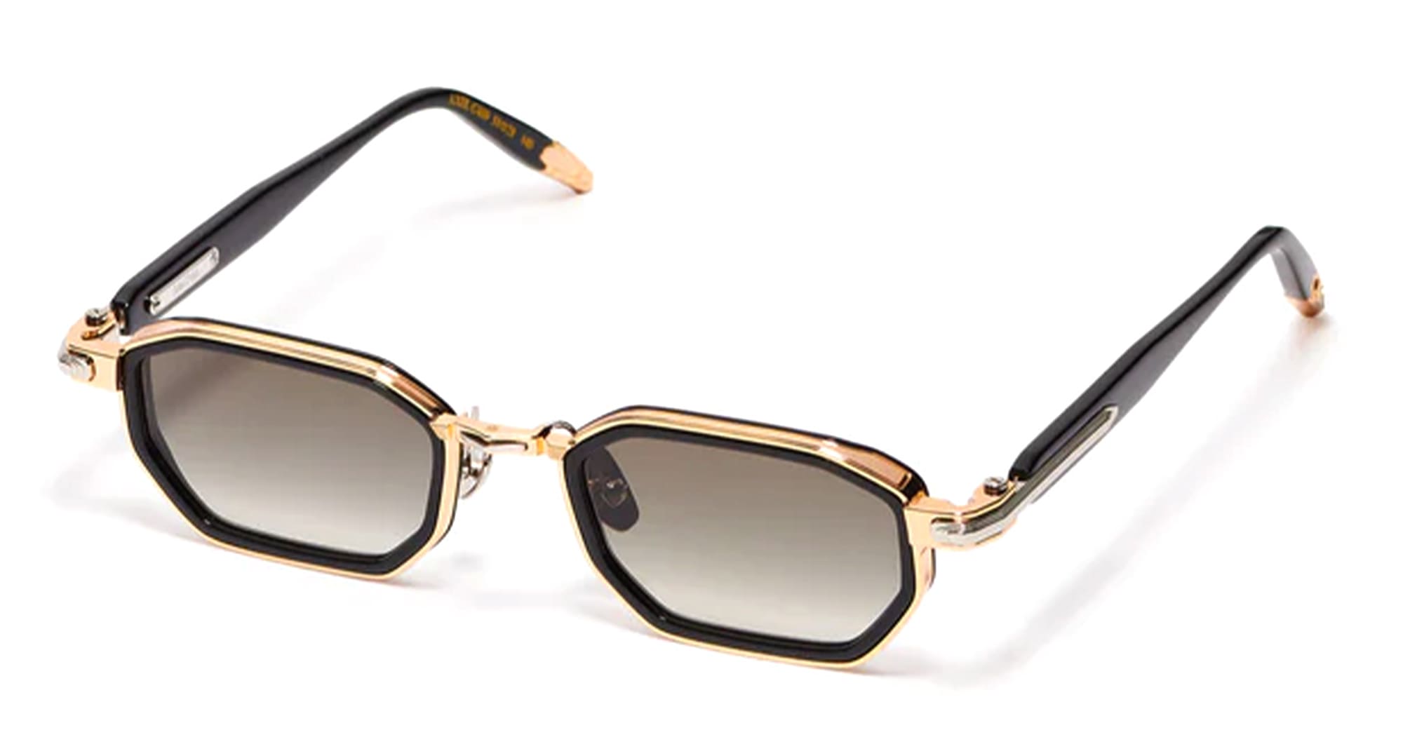 Ottica Mondello Roma - John Dalia - AXEL-C409 - AXEL - C409 Shiny Black / Yellow Gold / Platine - metal, acetate - shape Rectangular - Black, gold - EYEWEAR - SUNGLASSES - Unisex,Uomo,Donna,Women,Men - lens Gradient green - Made In France