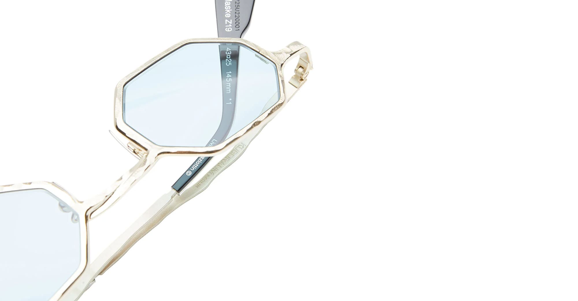 Ottica Mondello Roma - Kuboraum - KRSZ19GE00000020 - MASK Z19 GE - GOLD - metal, acetate - shape Hexagonal - Gold - EYEWEAR - SUNGLASSES - Unisex,Uomo,Donna,Women,Men - lens Blue - Made In Italy