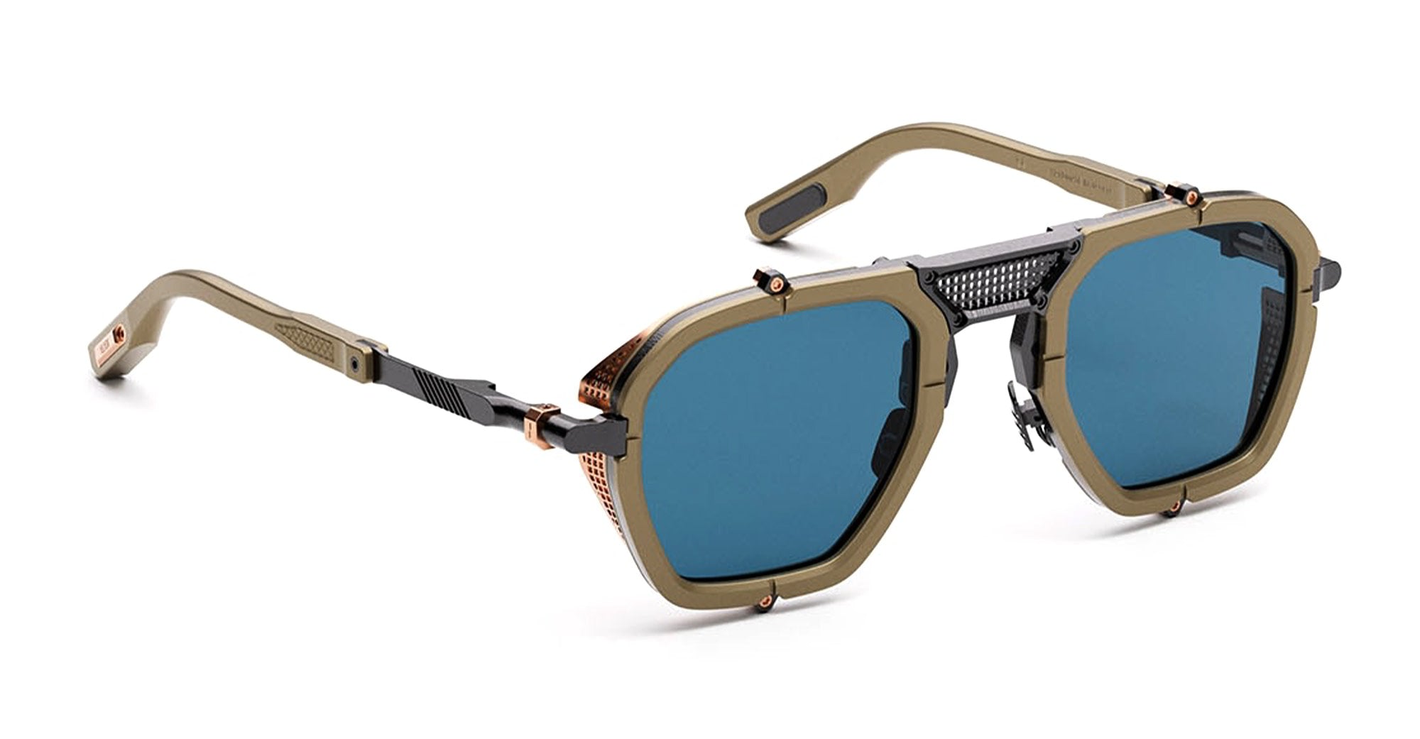 Ottica Mondello Roma - Movitra - NOMAD 02 C2 - NOMAD 02 C2 - DESERT SAND / POLAR BLUE LENS - Acetate, metal - shape Navigator - beige - EYEWEAR - SUNGLASSES - Unisex,Uomo,Donna,Women,Men - lens Blue - Made In Italy