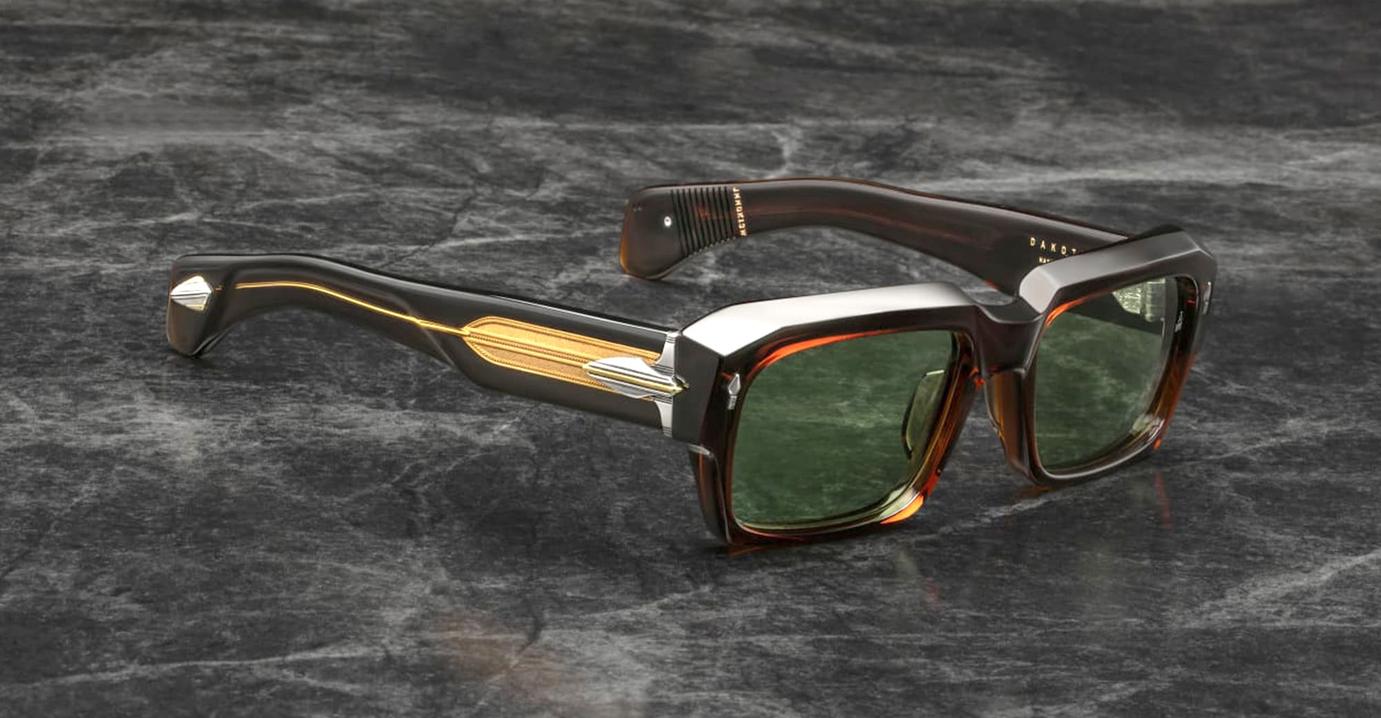 Ottica Mondello Roma - Jacques Marie Mage - JMMDK-13W - LAST FRONTIER VI - DAKOTA - ZOLTAR - Acetate - shape Rectangular - brown - EYEWEAR - SUNGLASSES - Uomo,Men - lens Green - Made In Japan