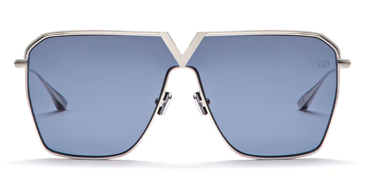 Ottica Mondello Roma - Valentino - VLS-137A-134 - V-GOLDSHIELD - SILVER - Titanium - shape Mask - Silver - EYEWEAR - SUNGLASSES - Donna,Women - lens dark grey - Made In Japan