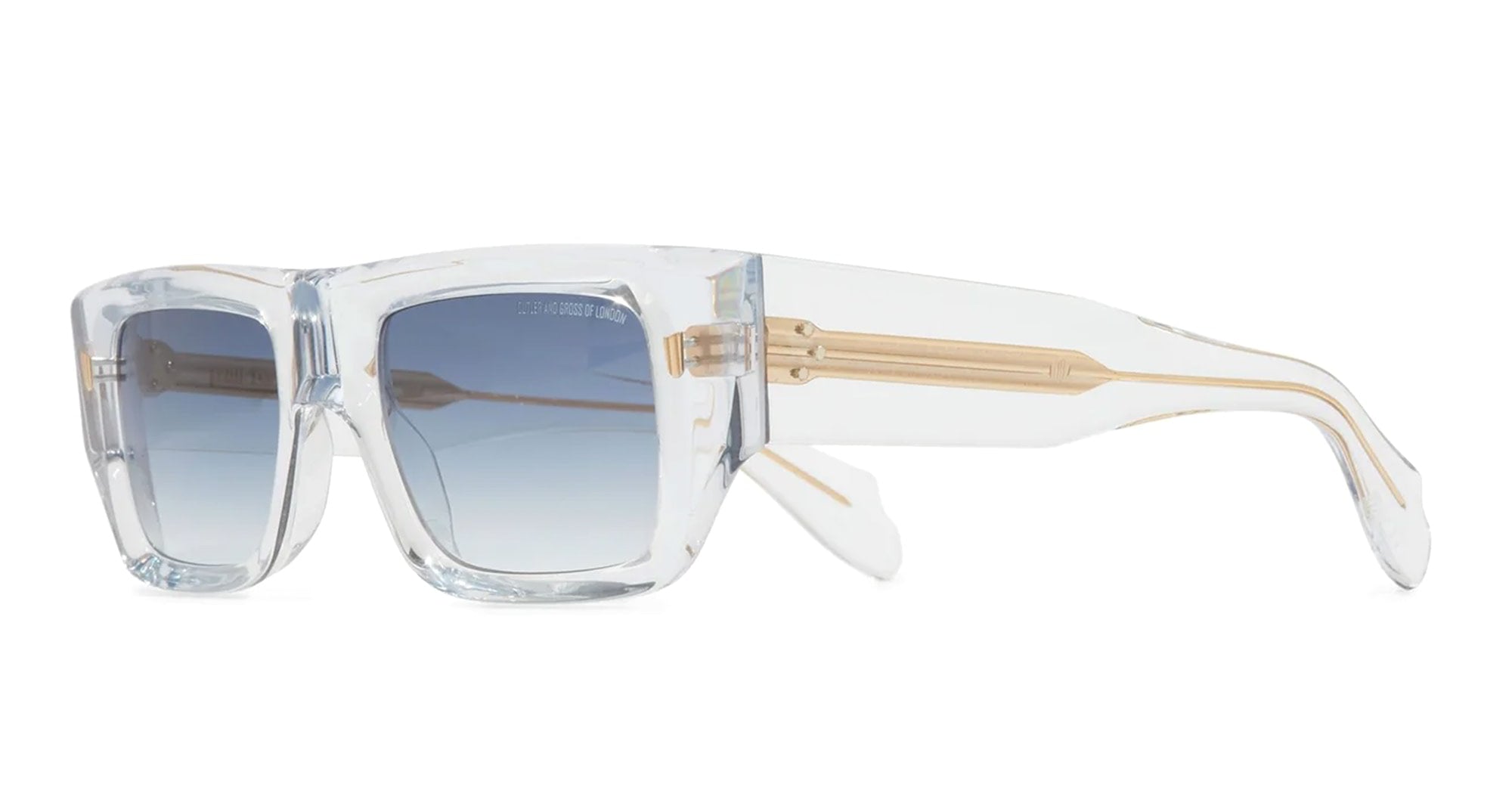 Ottica Mondello Roma - Cutler and Gross - CGSN-1413-53-04 - 1413 - CRYSTAL - Acetate - shape Rectangular - Crystal - EYEWEAR - SUNGLASSES - Uomo,Men - lens Gradient blue - Made In Italy