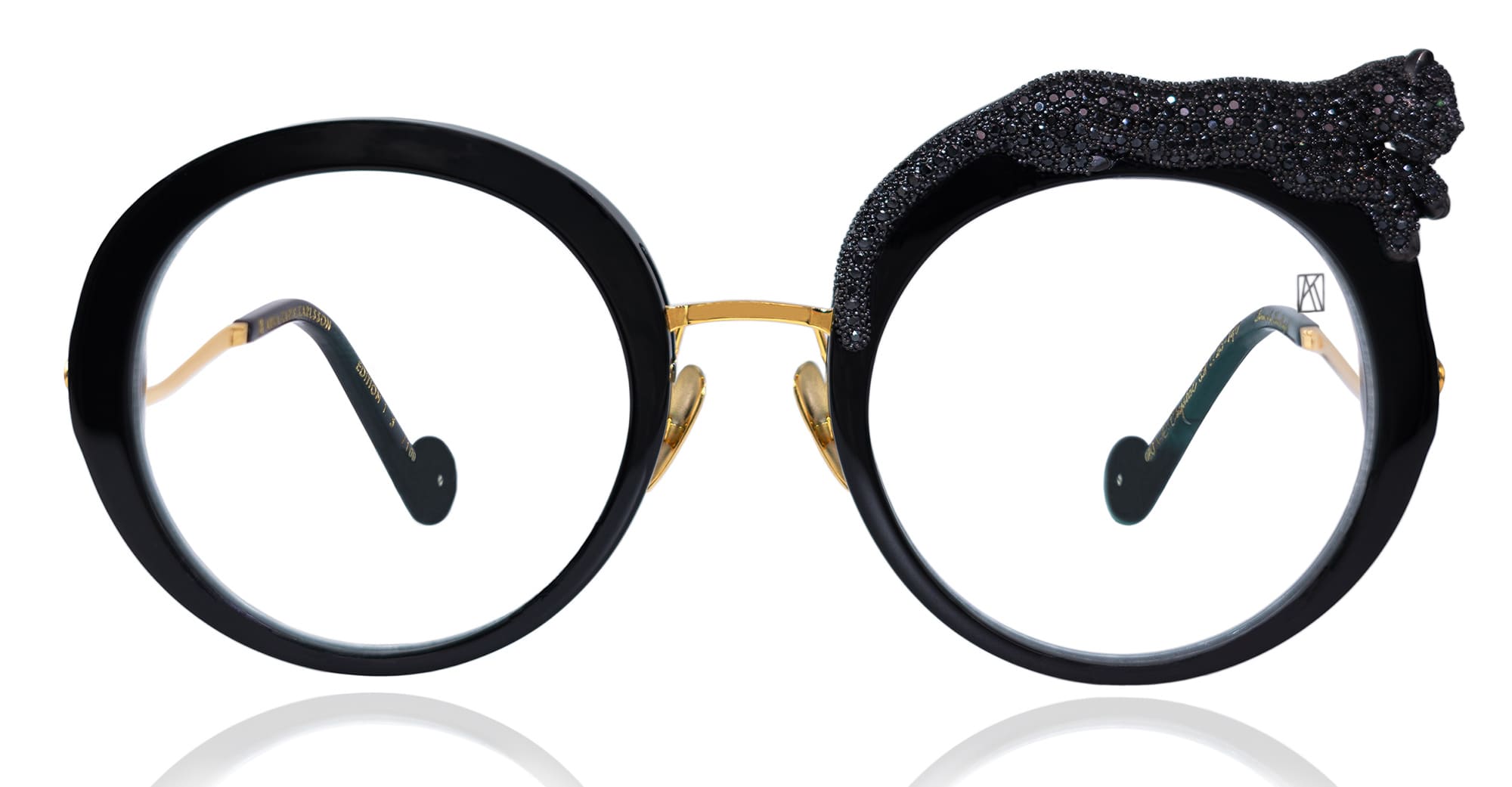 Ottica Mondello Roma - Anna-Karin Karlsson - 0242-8403 - ROSE ET LE ROUE - Black Crystal RX - acetate, stainless steel - shape Round - Black, gold - EYEWEAR - EYEGLASSES - Donna,Women - lens Clear - Made In Japan