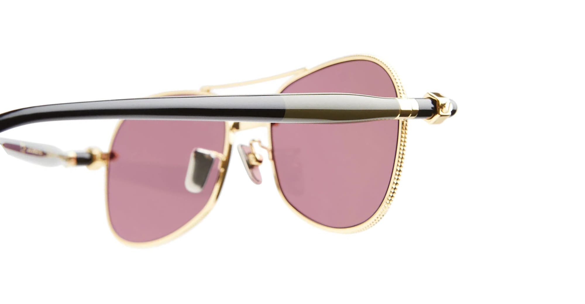Ottica Mondello Roma - Kuboraum - KRSP75GDM00000FK - MASK P75 GDM - GOLD - metal, acetate - shape Pilot - Gold - EYEWEAR - SUNGLASSES - Unisex,Uomo,Donna,Women,Men - lens Pink - Made In Italy
