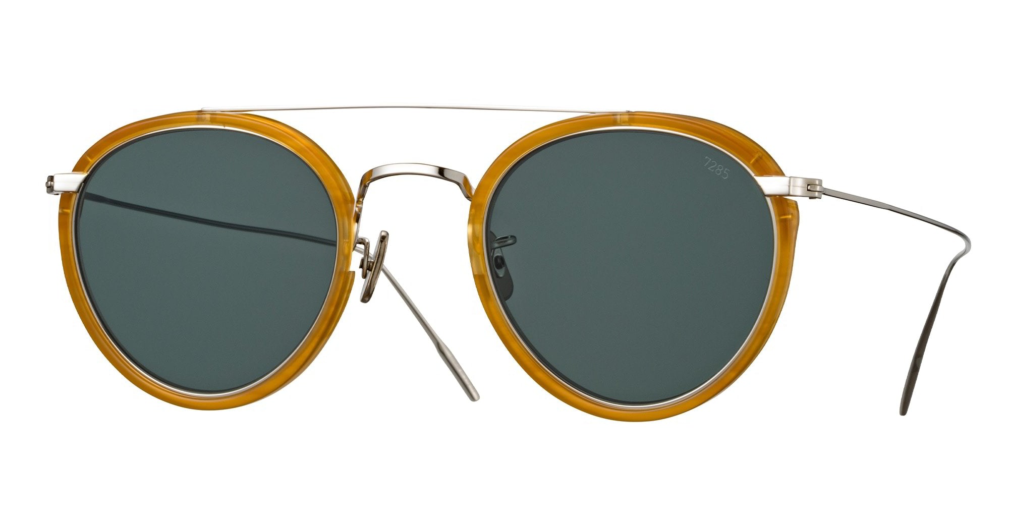 Ottica Mondello Roma - Eyevan - 762-48-8002-GRN - 762 - 8002 TRANSPARENT BROWN / GREEN LENS - titanium, acetate - shape Aviator - brown - EYEWEAR - SUNGLASSES - Unisex,Uomo,Donna,Women,Men - lens Green - Made In Japan