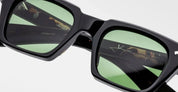 Ottica Mondello Roma - Jacques Marie Mage - JMMQU-9A - JOHNNY CASH BY JMM: QUENTIN - NOIR 9 - Acetate - shape Rectangular - Black - EYEWEAR - SUNGLASSES - Uomo,Men - lens Green - Made In Japan