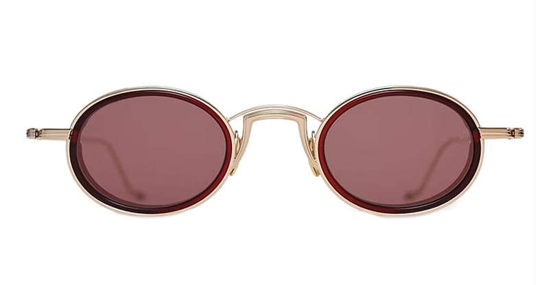 Ottica Mondello Roma - Jacques Marie Mage - JMMVD-22 - VARDA - CHAMPAGNE - Titanium - shape Oval - Gold - EYEWEAR - SUNGLASSES - Unisex,Uomo,Donna,Women,Men - lens burgundy - Made In Japan