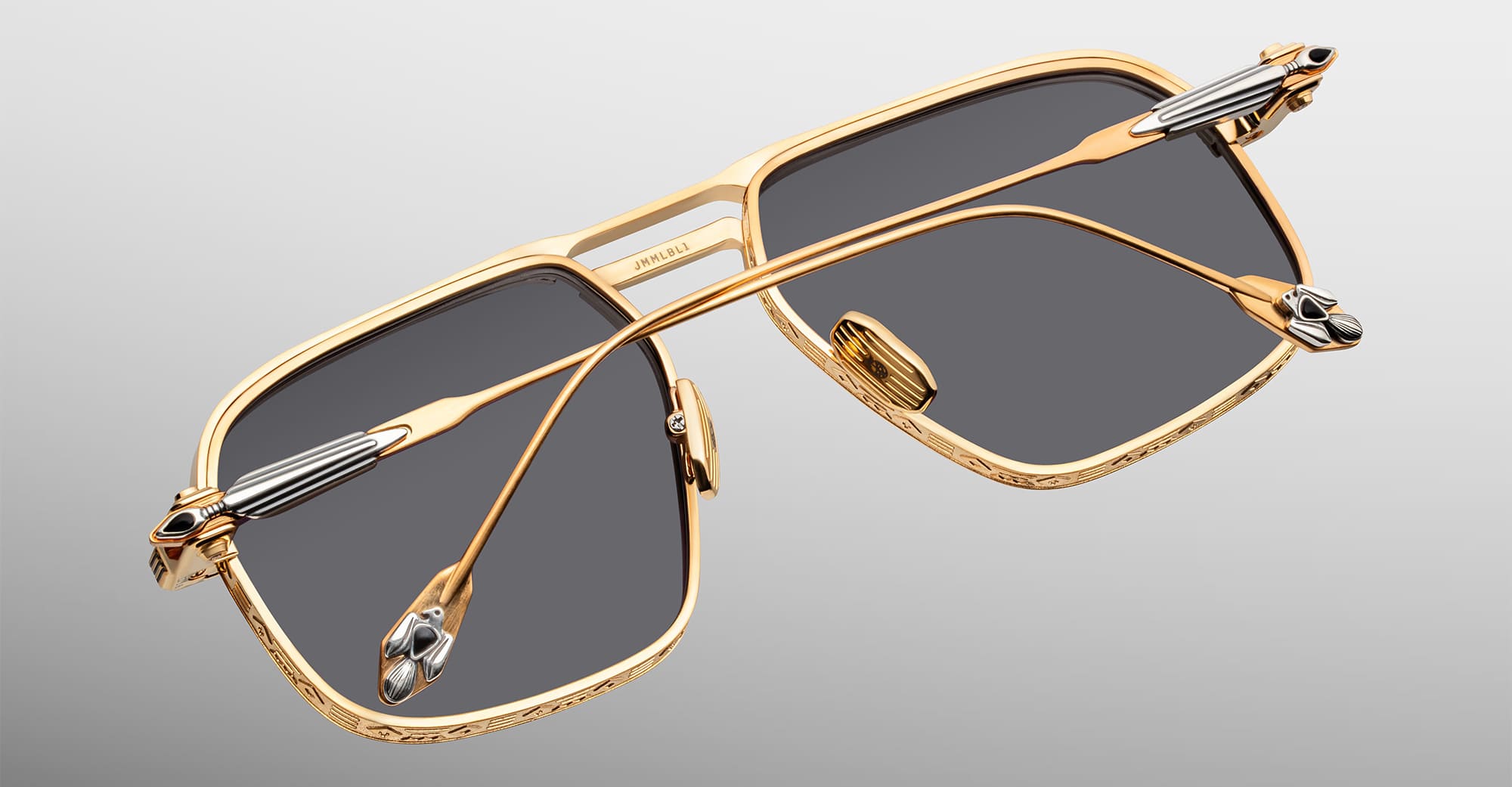 Ottica Mondello Roma - Jacques Marie Mage - JMMLB-L1 - LAST FRONTIER VII - LABARGE - MAXI - Titanium - shape Navigator - gold, silver - EYEWEAR - SUNGLASSES - Unisex,Uomo,Donna,Women,Men - lens Grey - Made In Japan