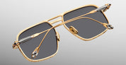 Ottica Mondello Roma - Jacques Marie Mage - JMMLB-L1 - LAST FRONTIER VII - LABARGE - MAXI - Titanium - shape Navigator - gold, silver - EYEWEAR - SUNGLASSES - Unisex,Uomo,Donna,Women,Men - lens Grey - Made In Japan