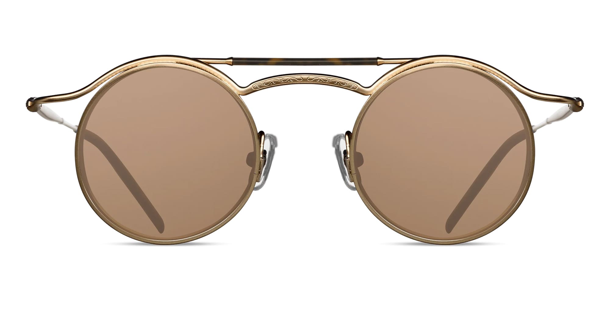Ottica Mondello Roma - Matsuda - 2903H.SG.MGP-MBK.43 - 2903H - MATTE GOLD PLATED / MATTE BLACK - Acetate, titanium - shape Round - gold, black - EYEWEAR - SUNGLASSES - Unisex,Uomo,Donna,Women,Men - lens Brown - Made In Japan