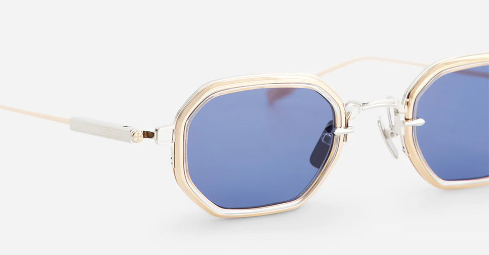 Ottica Mondello Roma - Sato - Timir-II-P-RG-1 - Timir II - Platinum / Rose Gold - Titanium - shape Squared - silver, gold - EYEWEAR - SUNGLASSES - Unisex,Uomo,Donna,Women,Men - lens Blue - Made In Japan