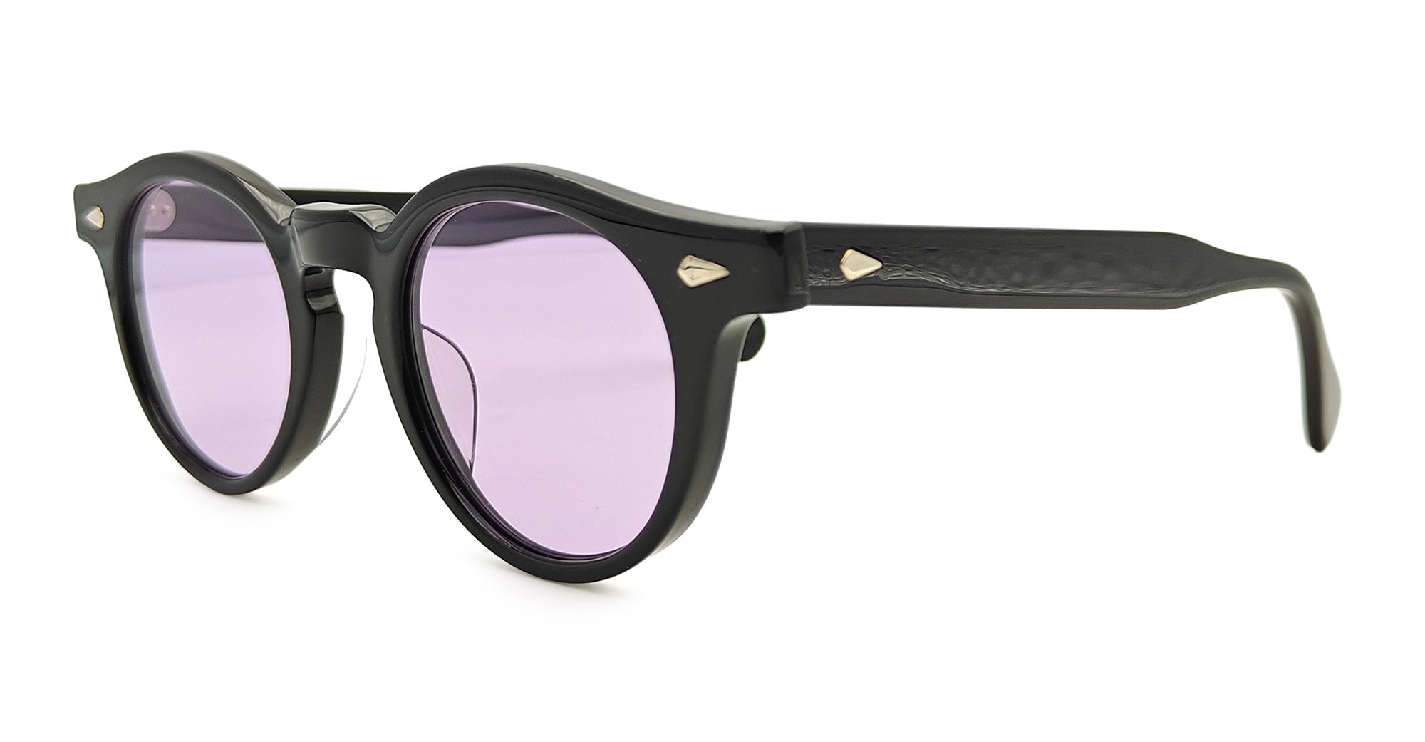 Ottica Mondello Roma - Julius Tart - JTPL-022A-4B-TR-PURPLE - HAROLD 45/23 - BLACK / PURPLE LENS - Acetate - shape Panto - Black - EYEWEAR - SUNGLASSES - Unisex,Uomo,Donna,Women,Men - lens purple - Made In Japan