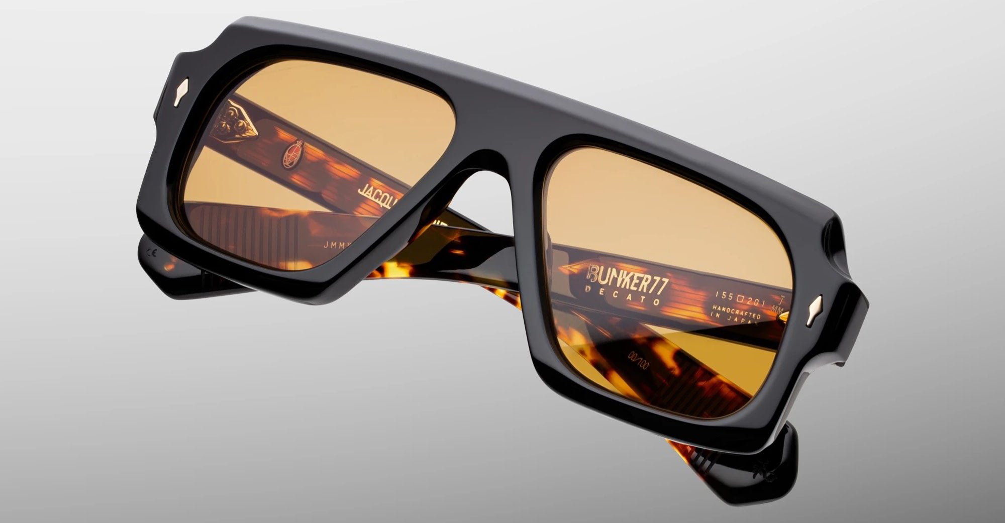 Ottica Mondello Roma - Jacques Marie Mage - JMMXP-01 - BUNKER77 BY JMM: DECATO- NOIR - Acetate - shape Navigator - black, tortoise - EYEWEAR - SUNGLASSES - Unisex,Uomo,Donna,Women,Men - lens Brown - Made In Japan