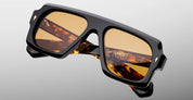 Ottica Mondello Roma - Jacques Marie Mage - JMMXP-01 - BUNKER77 BY JMM: DECATO- NOIR - Acetate - shape Navigator - black, tortoise - EYEWEAR - SUNGLASSES - Unisex,Uomo,Donna,Women,Men - lens Brown - Made In Japan