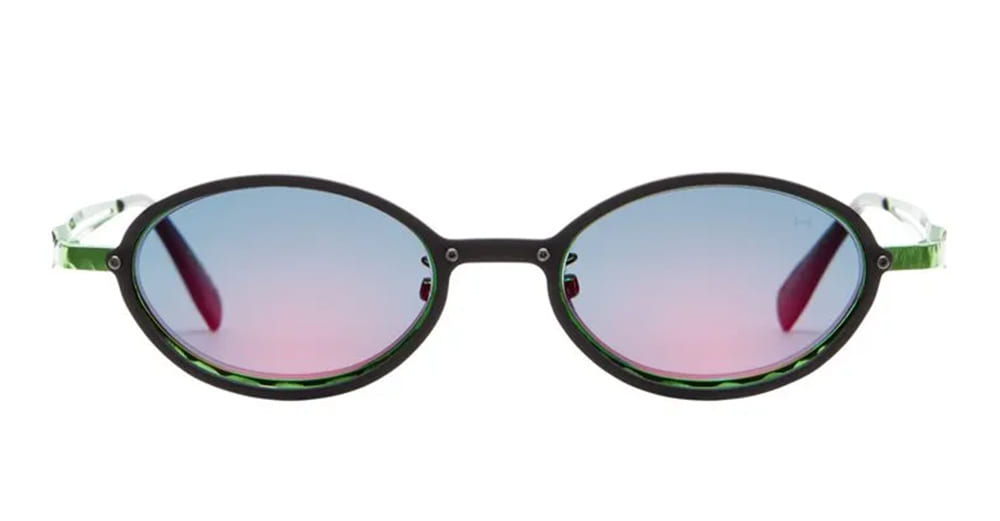 Ottica Mondello Roma - Kuboraum - KRSH18HB0000004R - MASK H18 HB - HAMBURGER BAHNHOF - Metal - shape Oval - green - EYEWEAR - SUNGLASSES - Unisex,Uomo,Donna,Women,Men - lens Gradient blue - Made In Italy