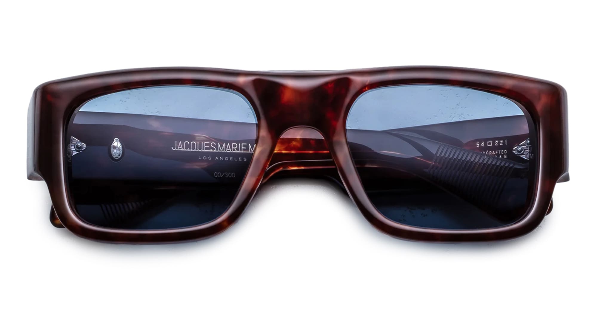 Ottica Mondello Roma - Jacques Marie Mage - JMMYD-7U - DONAT - BRECCIA - Acetate - shape Rectangular - Havana - EYEWEAR - SUNGLASSES - Unisex,Uomo,Donna,Women,Men - lens Blue - Made In Japan